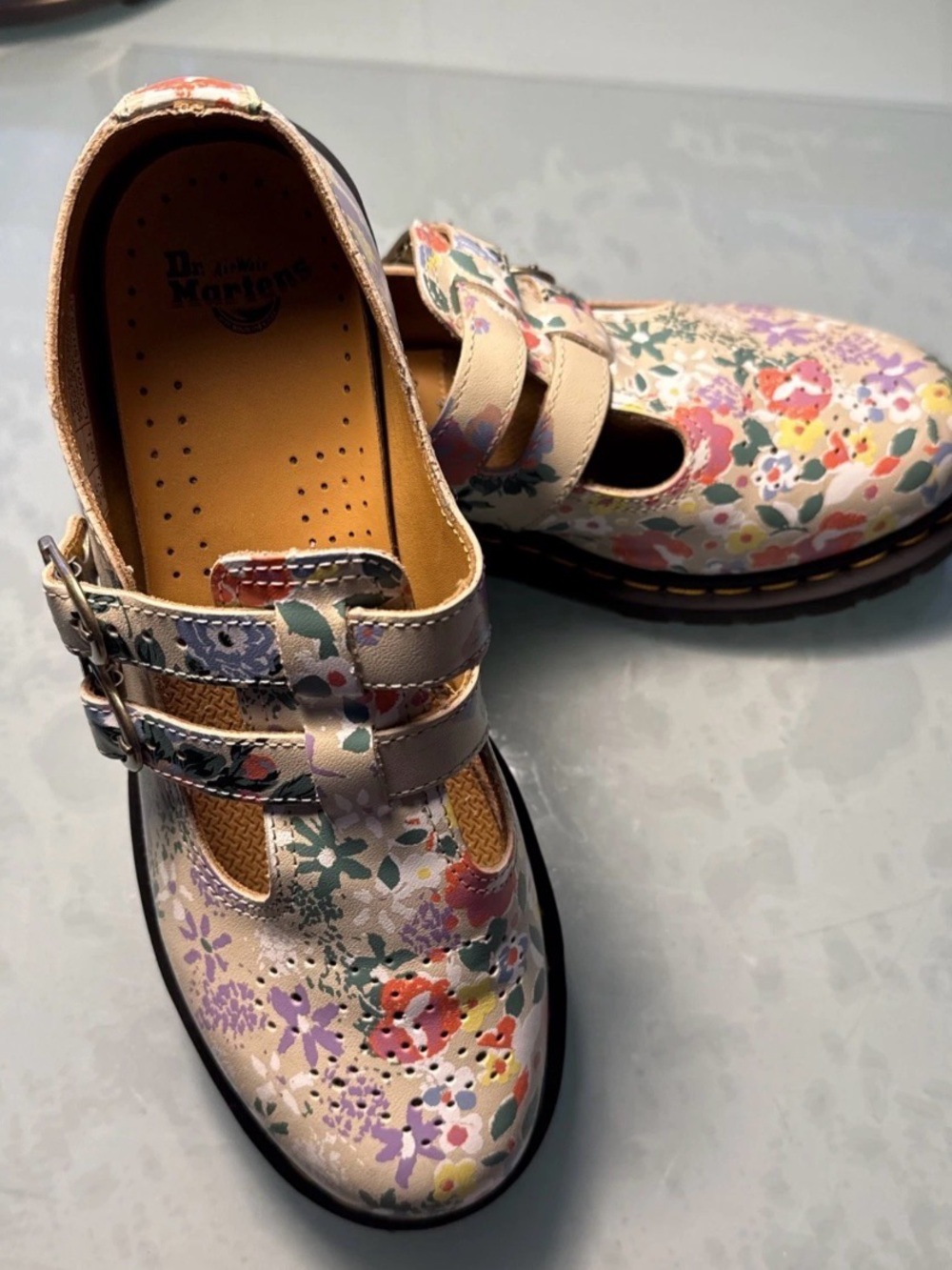 Doc Dr. Martens 8065 Floral Mash Up Mary Jane Parchment LA004 Women's Sz US L 9 - Picture 5 of 8